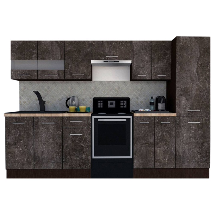 Set Bucatarie Marina New 290 3B2, Wenge / Decor 4299, 290 x 195,5 x 60 cm