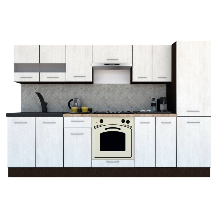 Set Bucatarie Marina New 290 4A1, Wenge / Decor 8508, 290 x 195,5 x 60 cm