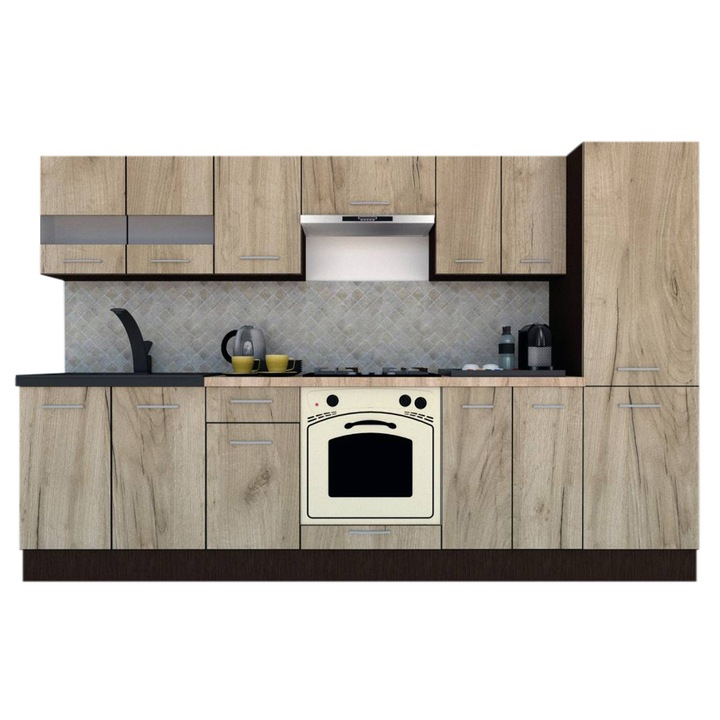Set Bucatarie Marina New 290 4A1, Wenge / Decor K002, 290 x 195,5 x 60 cm