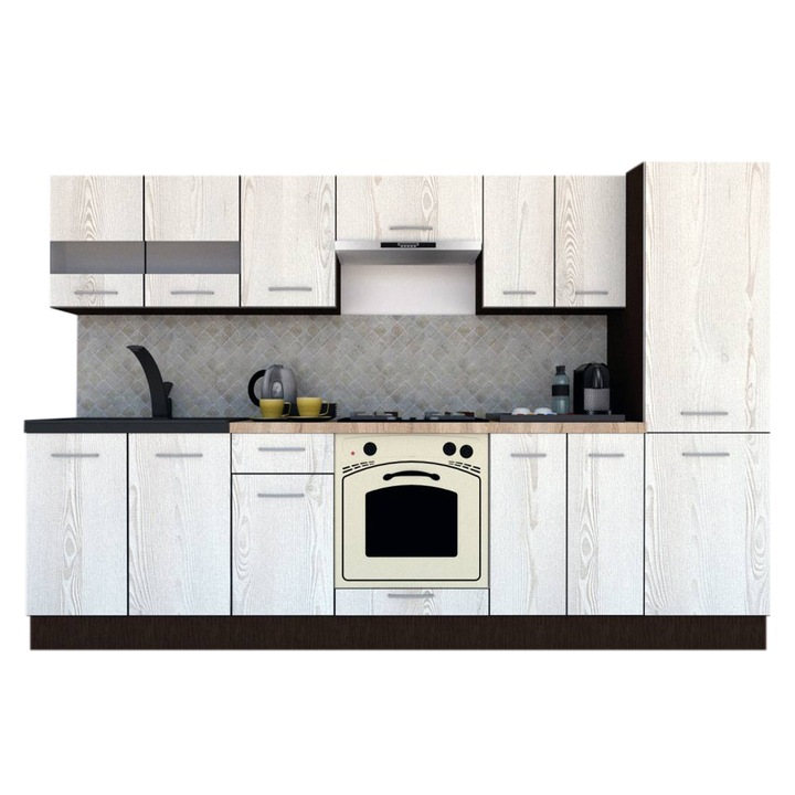 Set Bucatarie Marina New 290 4A1, Wenge / Decor K010, 290 x 195,5 x 60 cm