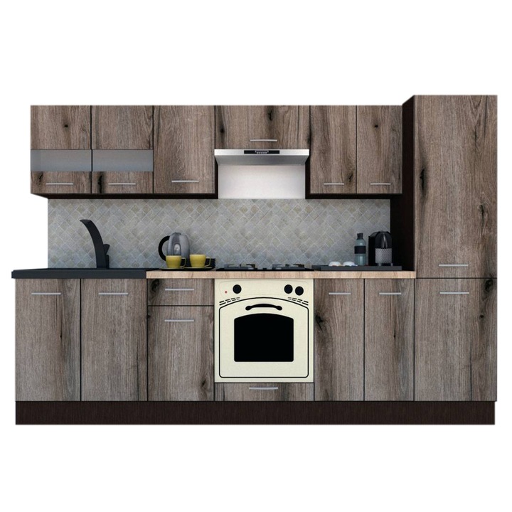 Set Bucatarie Marina New 290 4A1, Wenge / Decor K366, 290 x 195,5 x 60 cm