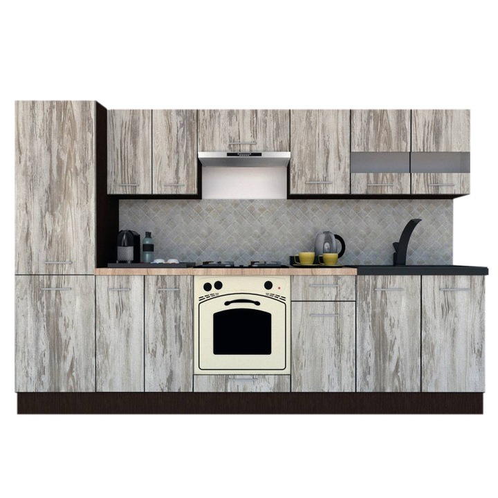 Set Bucatarie Marina New 290 4A2, Wenge / Decor K084, 290 x 195,5 x 60 cm