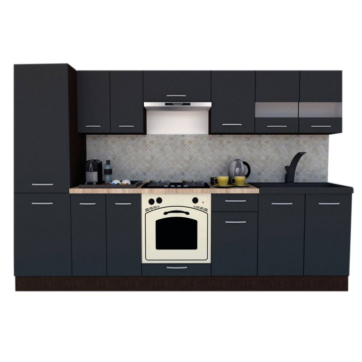 Set Bucatarie Marina New 290 4A2, Wenge / Decor 0164, 290 x 195,5 x 60 cm