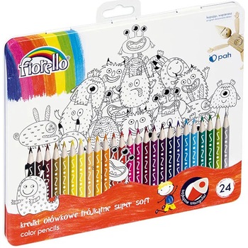 Set 24 Creioane colorate FIORELLO Super Soft cutie metalica Set 24 Creioane colorate FIORELLO Super Soft cutie metalica