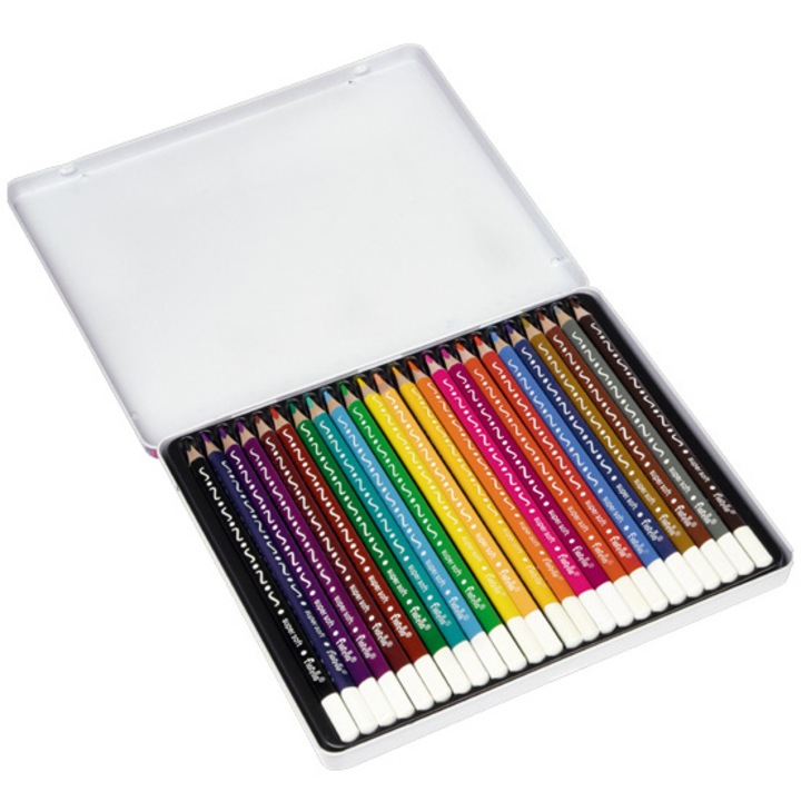 Set 24 Creioane colorate FIORELLO Super Soft cutie metalica