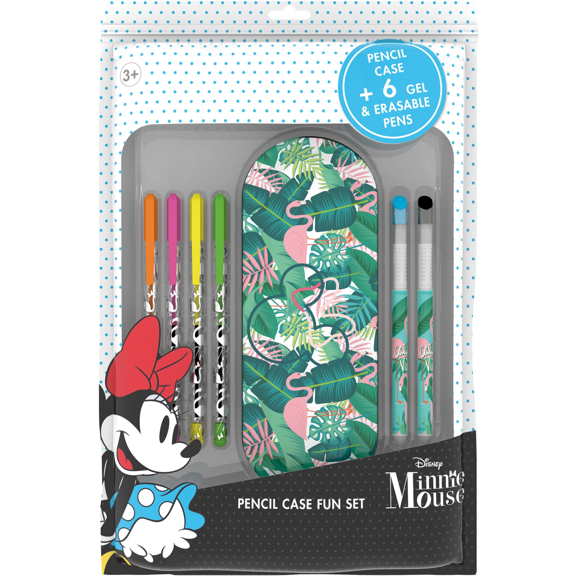 Set Penar Minnie Mouse si 6 pixuri cu gel Minnie Mouse
