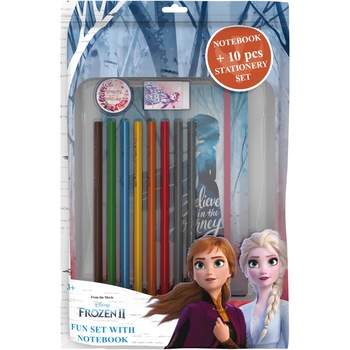 Pachet Agenda A5 +ascutitoare, radiera, 2 creioane, 6 creioane colorate Frozen Pachet Agenda A5 +ascutitoare, radiera, 2 creioane, 6 creioane colorate Frozen