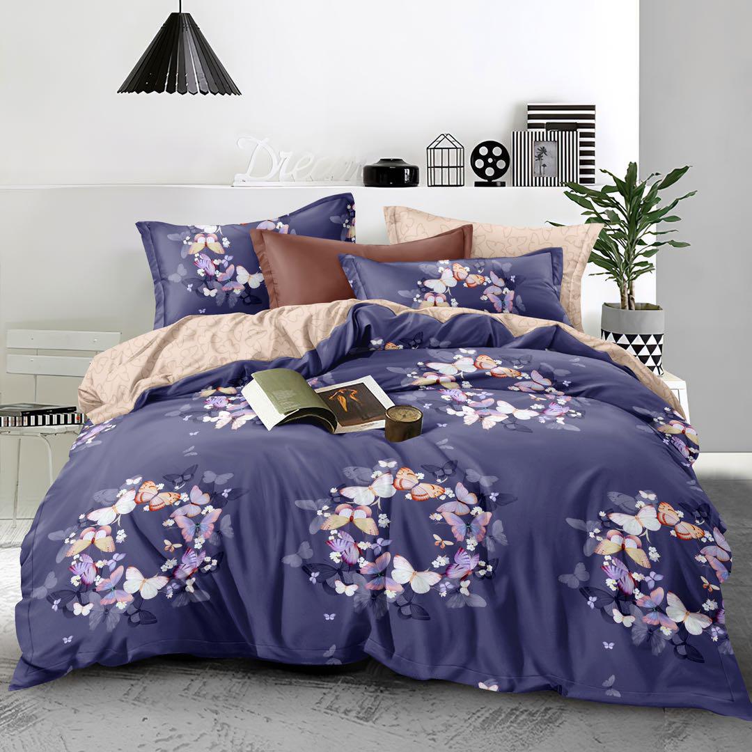 Set pentru pat din finet gros, 6 piese, JOJO HOME Imprimeu FLUTURI