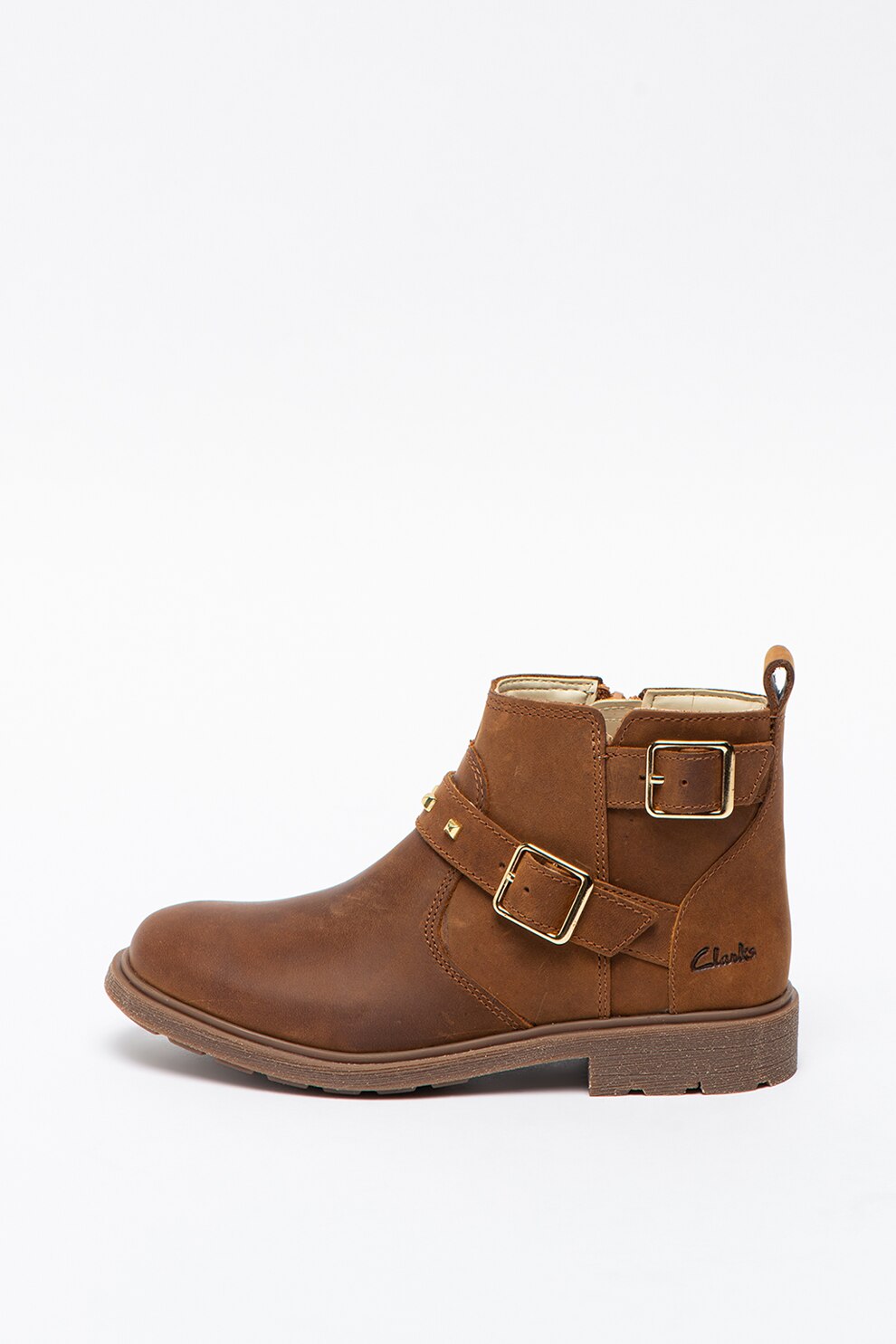 Clarks, Ghete cu garnitura de piele si catarame decorative Astrol, Maro, 28 EU