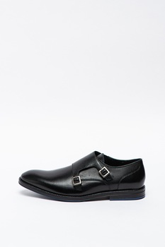 Clarks, Pantofi monk de piele cu catarame Citistride, Negru, 10.5 Clarks, Pantofi monk de piele cu catarame Citistride, Negru, 10.5