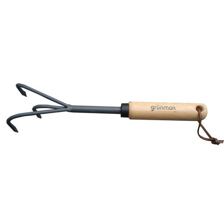 Mini kultivátor a kertbe, Grunman, acélból, fa farokkal