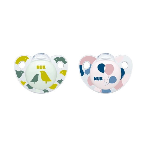 Set 2 suzete ortodontice din silicon Nuk Trendline 730072R, Multicolor 0-6 luni