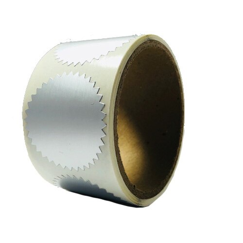 Autocolant Timbru Sec - Argintiu Mat, 39mm, Stea - set 1000 bucati