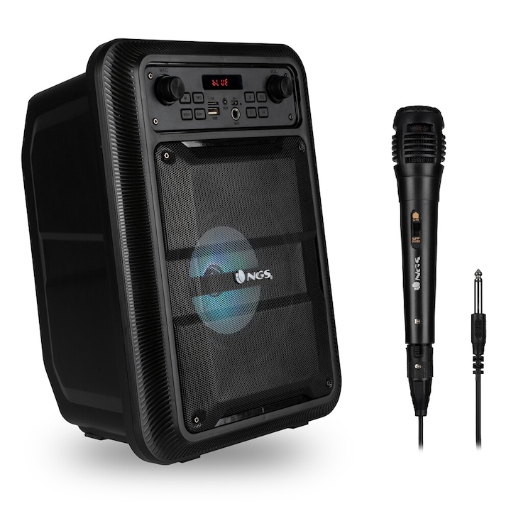 Boxa activa Karaoke portabila bluetooth intrare USB, card reader, AUX, microfon dinamic cu fir, putere 20 W