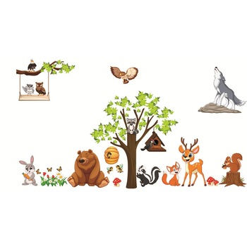 Sticker copii - Animale in padure - 230x140 cm Sticker copii - Animale in padure - 230x140 cm