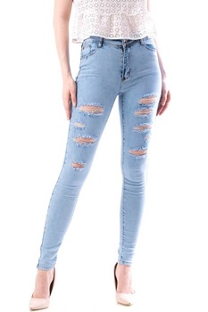 Blugi dama skinny cu rupturi zenda, Bleu Blugi dama skinny cu rupturi zenda, Bleu