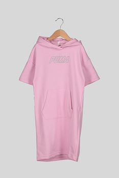 Puma, Rochie tip hanorac cu imprimeu logo Alpha, Roz pal Puma, Rochie tip hanorac cu imprimeu logo Alpha, Roz pal