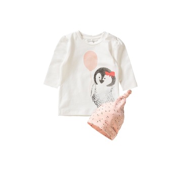 Set bluza si caciulita fete Name it, alb/roz, marimea 80 cm, 9-12 luni Set bluza si caciulita fete Name it, alb/roz, marimea 80 cm, 9-12 luni