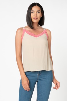 b.young, Top cu detalii din dantela Henka, Maro camel/Roz b.young, Top cu detalii din dantela Henka, Maro camel/Roz