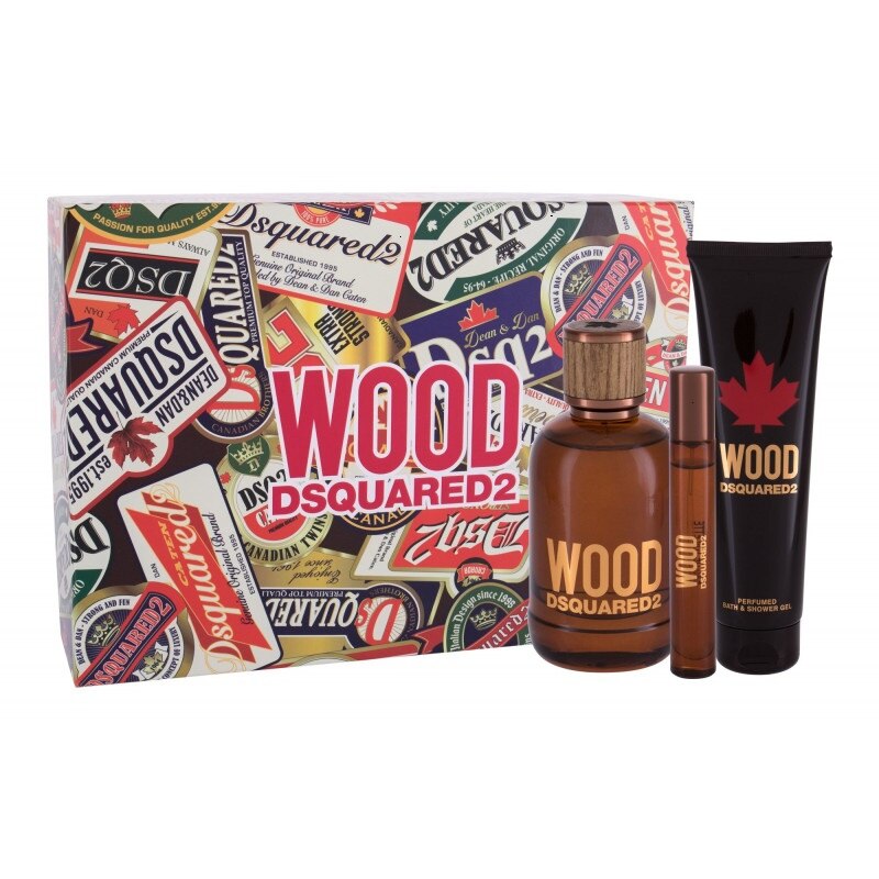 Set DsQuared, WOOD, Barbati: Apa de toaleta, 100 ml + 10 ml + Gel de dus, 150 ml