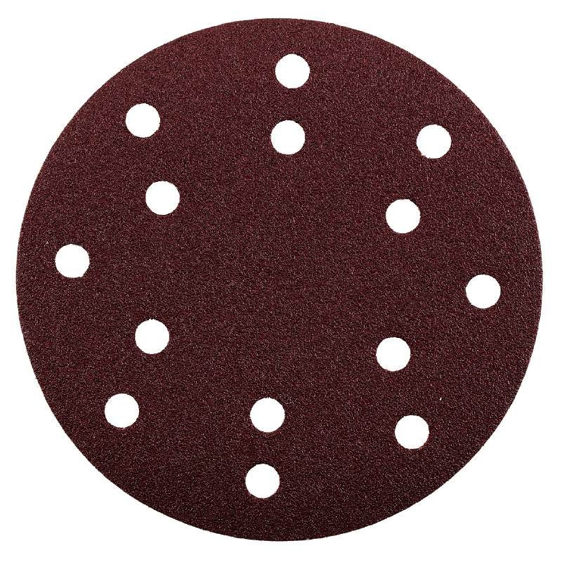 Set 5 buc disc de slefuire QUICK-STICK pentru lemn si metal Ø 150 mm, Granulatie 40, oxid de aluminiu, cu gauri, KWB Professional