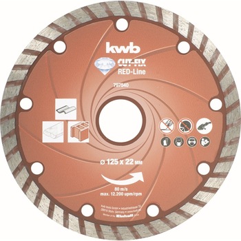 Disc diamantat KWB Turbo CUT-FIX® RED-LINE, 125x22 mm Disc diamantat KWB Turbo CUT-FIX® RED-LINE, 125x22 mm