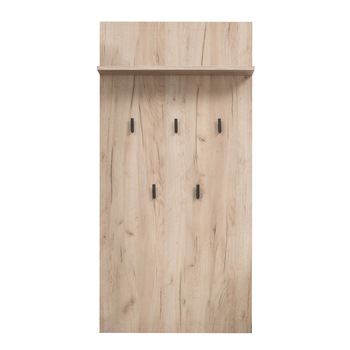 Cuier hol pentru perete IMK cu 5 agatatori si polita, stejar gri, 67 x 19.5 x 137 cm Cuier hol pentru perete IMK cu 5 agatatori si polita, stejar gri, 67 x 19.5 x 137 cm