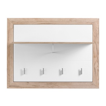 Cuier hol YANA, pentru perete, cu 5 agatatori, stejar gri + folie lucioasa alba, 930 x 240 x 710 mm, 1C Cuier hol YANA, pentru perete, cu 5 agatatori, stejar gri + folie lucioasa alba, 930 x 240 x 710 mm, 1C