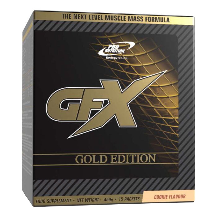 Gainer pentru dezvoltare musculara, GFX Gold edition, cookie cream, 15 plicuri x 30g