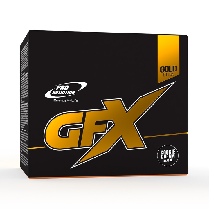 Gainer pentru dezvoltare musculara, GFX Gold edition, cookie cream, 15 plicuri x 30g