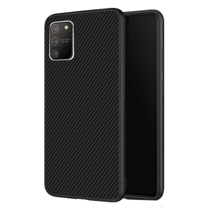 iShield iSlim Carbon Design telefon tok, Samsung S10 Lite készülékhez, szilikon gél, ultravékony, ujjlenyomat mentes, matt