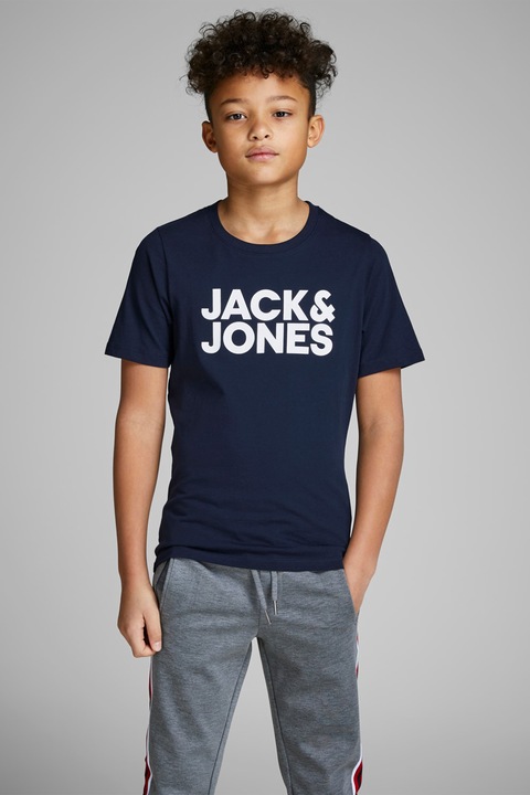 Jack & Jones, Corp organikuspamut póló, Fehér/Tengerészkék