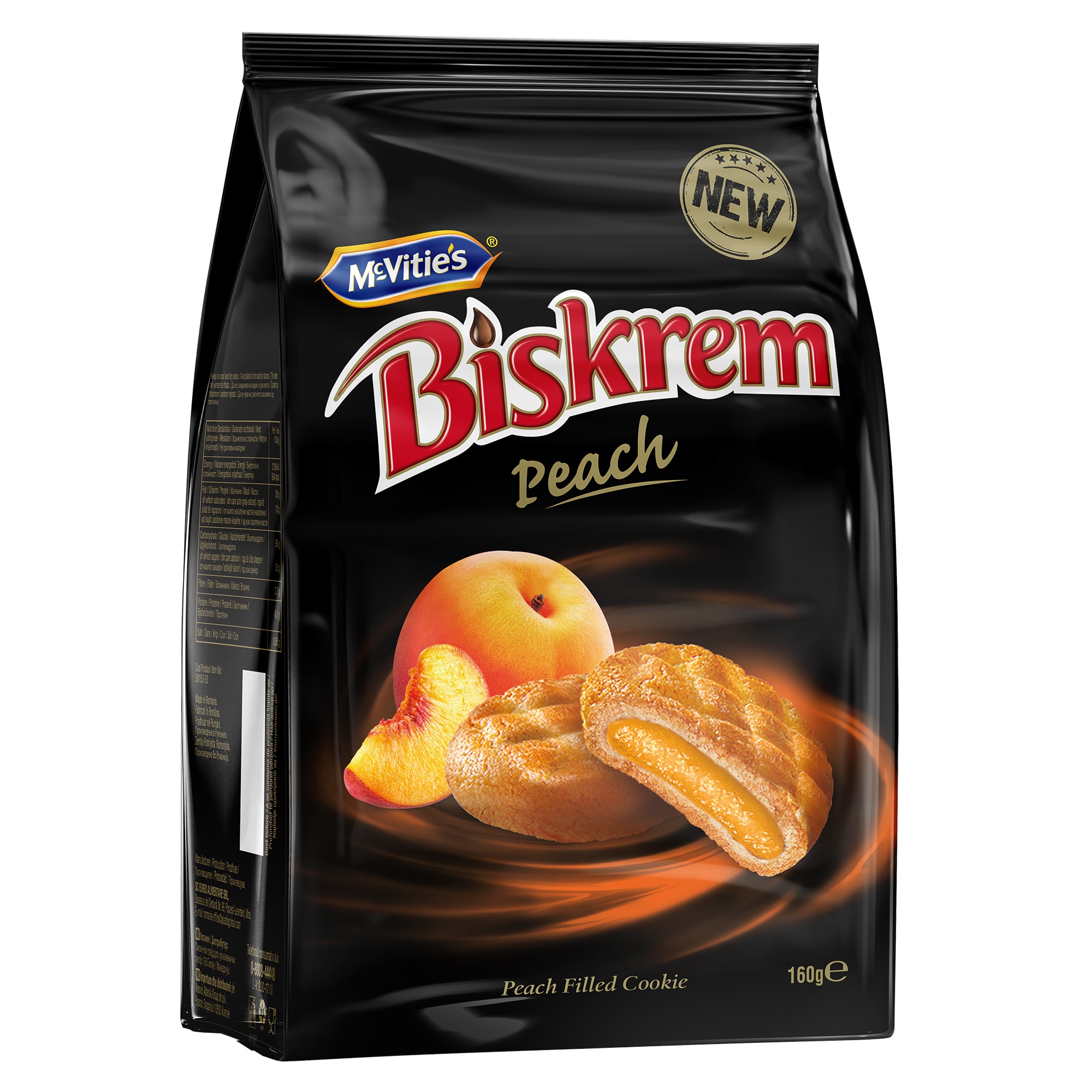 Biscuiti cu umplutura de piersica Biskrem, 160 g