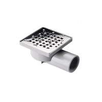Rigola dus pardoseala,Say,Patrata,10 x 10 cm, gratar de inox,argintiu,iesire laterala