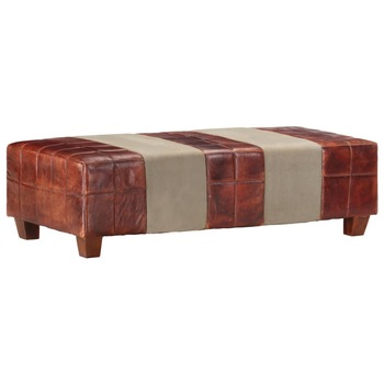 Taburet pentru 2 persoane, vidaXL, Piele naturala de capra/Lemn, 110 x 50 x 30 cm, Maro Taburet pentru 2 persoane, vidaXL, Piele naturala de capra/Lemn, 110 x 50 x 30 cm, Maro