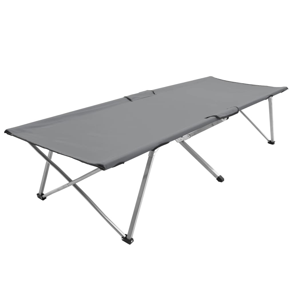 Pat de camping, vidaXL, Tesatura, 206 x 74 x 47 cm, XXL, Gri
