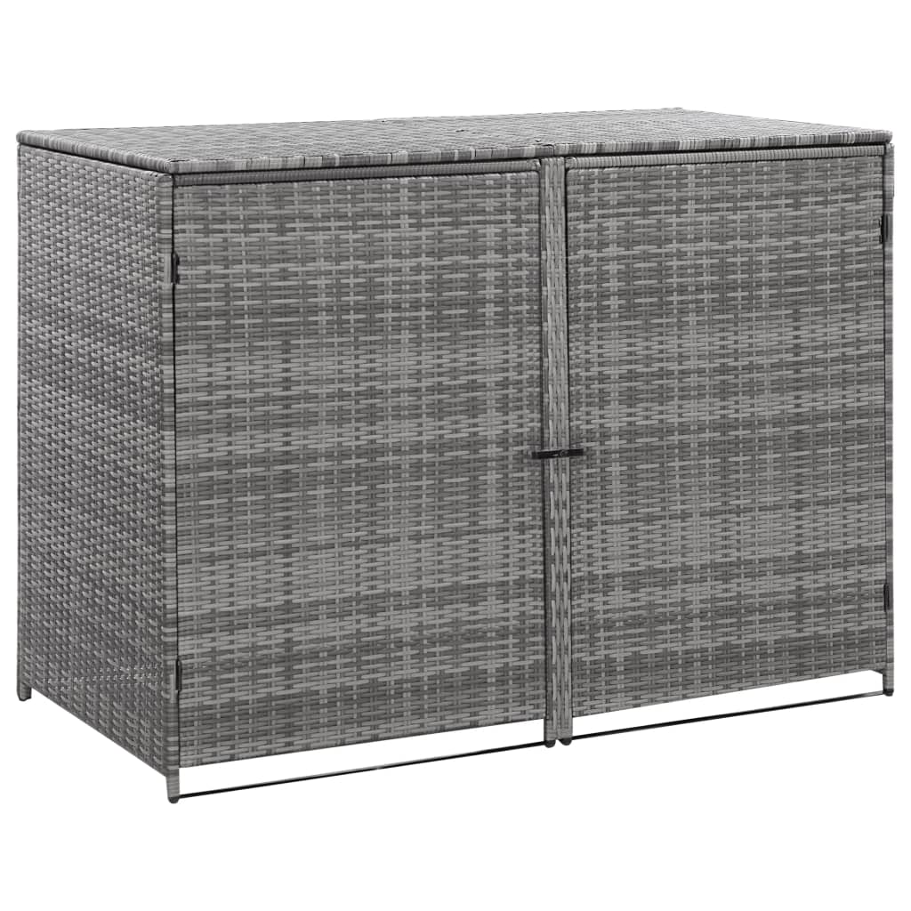Magazie dubla pentru pubele, vidaXL, Poliratan/Otel, 148x77x111 cm, Antracit