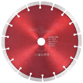 Disc diamantat de taiere, vidaXL, Otel, 230 mm/22.23 mm, 80 m/s, 6650 rpm Disc diamantat de taiere, vidaXL, Otel, 230 mm/22.23 mm, 80 m/s, 6650 rpm