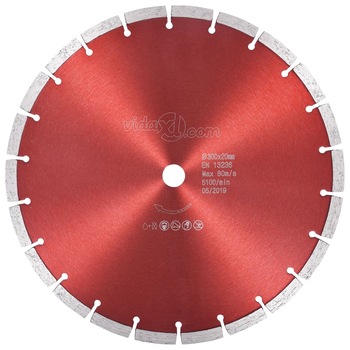 Disc diamantat de taiere, vidaXL, Otel, 300 mm/20 mm, 80 m/s, 5100 rpm Disc diamantat de taiere, vidaXL, Otel, 300 mm/20 mm, 80 m/s, 5100 rpm
