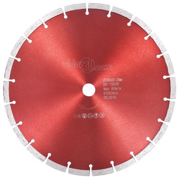 Disc diamantat de taiere, vidaXL, Otel, 300 mm/22.23 mm, 80 m/s, 5100 rpm Disc diamantat de taiere, vidaXL, Otel, 300 mm/22.23 mm, 80 m/s, 5100 rpm