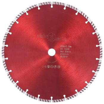 Disc diamantat de taiere cu segmente turbo, vidaXL, Otel, 300 mm/22,23 mm, 80 m/s, 5100 rpm Disc diamantat de taiere cu segmente turbo, vidaXL, Otel, 300 mm/22,23 mm, 80 m/s, 5100 rpm