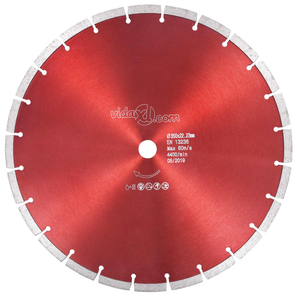 Disc diamantat de taiere, vidaXL, Otel, 350 mm/22.23 mm, 80 m/s, 4400 rpm