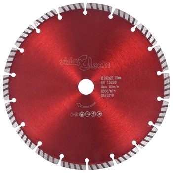 Disc diamantat de taiere cu segmente turbo, vidaXL, Otel, 230 mm/22,23 mm, 80 m/s, 6650 rpm Disc diamantat de taiere cu segmente turbo, vidaXL, Otel, 230 mm/22,23 mm, 80 m/s, 6650 rpm