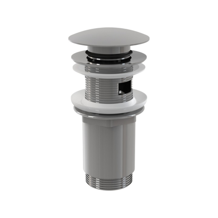 CLICK/CLACK mosdó leeresztő 5/4", túlfolyóval, fémből, nagy dugóval