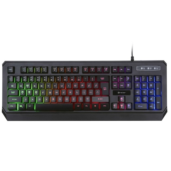 Клавиатура Tracer Gamezone Lightray (TRAKLA45969), гейминг, мултимедийни бутони, RGB подсветка, USB, черна