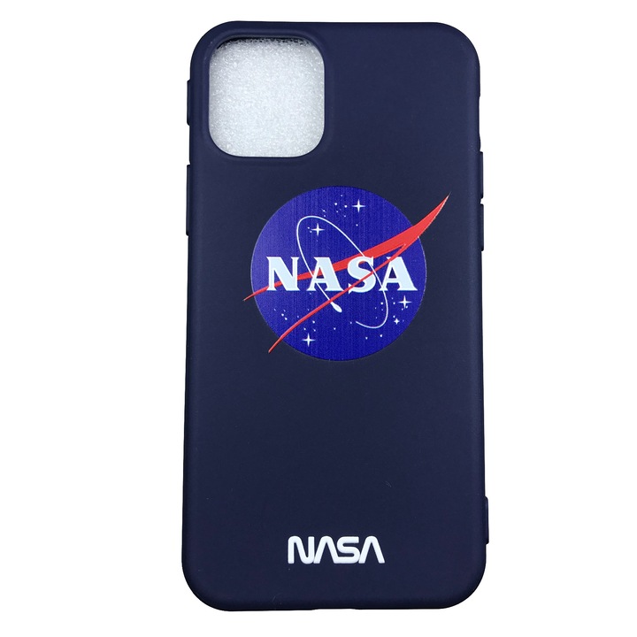 Husa compatibila cu IPhone 11 Pro Max, Carcasa silicon Nasa, Albastru