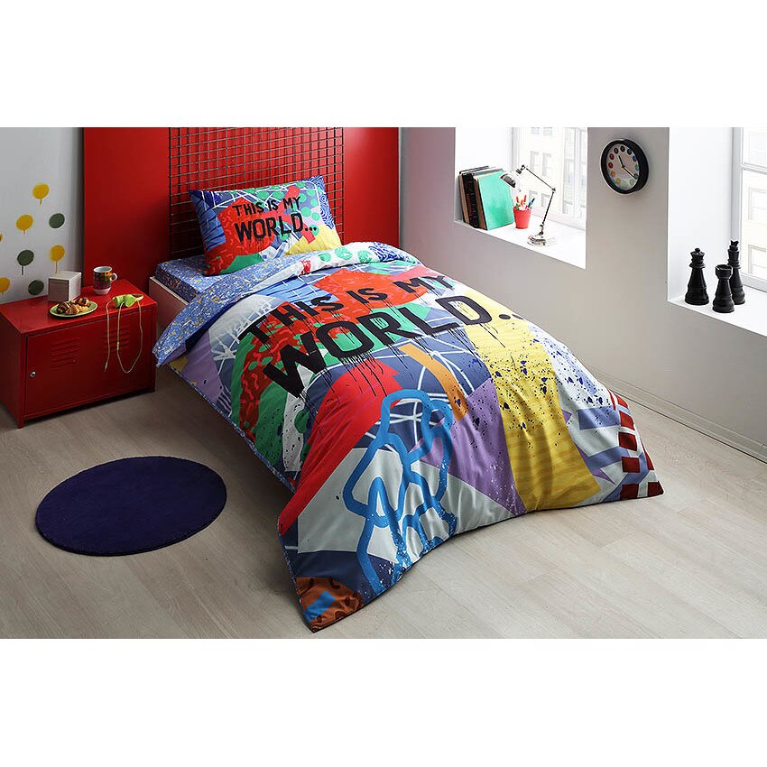 Lenjerie de pat Tac, pentru o persoana, Graffiti My World 3 piese