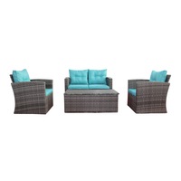set mobilier gradinaterasa kring summer bali canapea  2 fotolii  masuta depozitare aspect ratan gri perne turcoaz imagen 22_0_
0