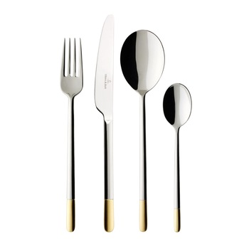 Set tacamuri 24 piese, Villeroy & Boch, Ella, inox/placat cu aur Set tacamuri 24 piese, Villeroy & Boch, Ella, inox/placat cu aur