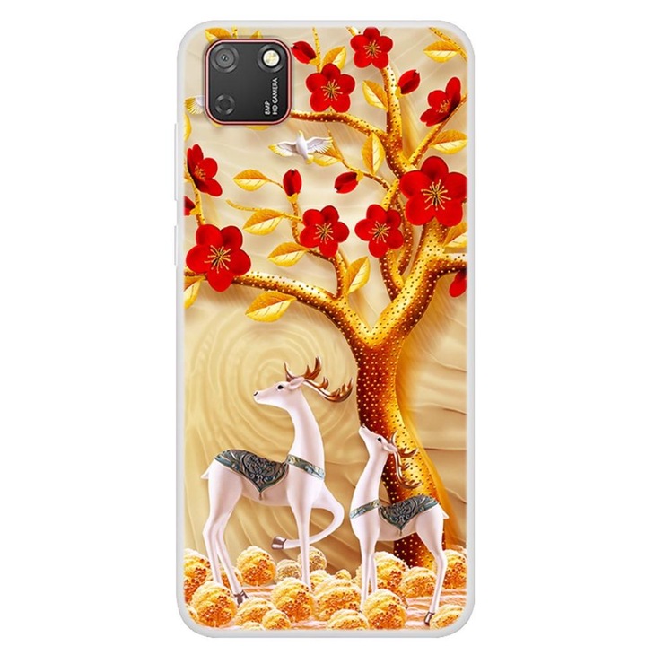 Tok Huawei Y5P modell Reindeers Family, Szilikon, TPU, Viceversa Multicolor